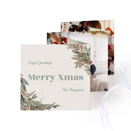 Carte portfolio Carré (lot de 12) ruban blanc (8 x 8 cm)