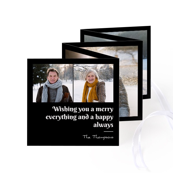 Carte portfolio Carré (lot de 12) ruban blanc (8 x 8 cm)