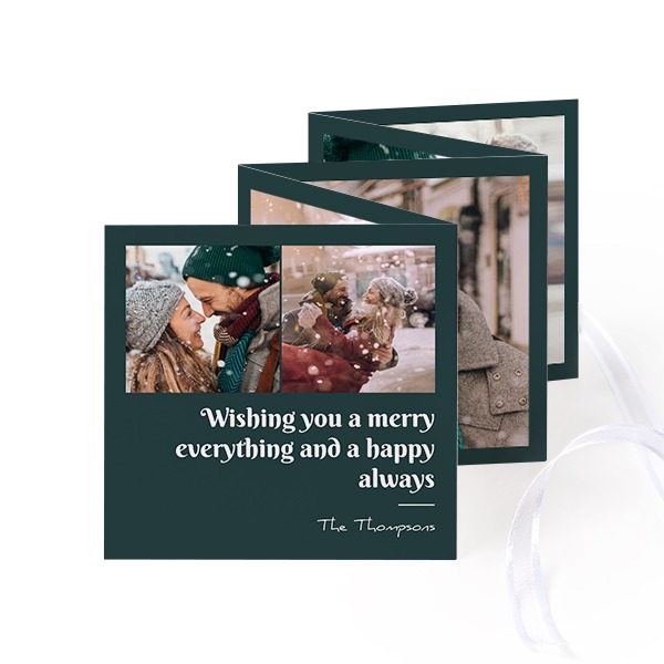 Fold out photo card Square White ribbon - set of 12 (8 x 8 cm)