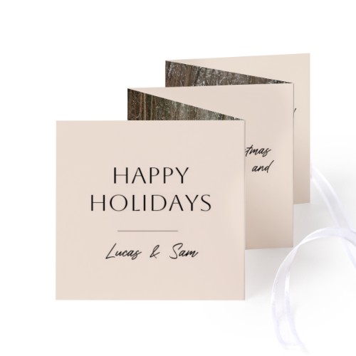 Fold out photo card Square White ribbon - set of 12 (8 x 8 cm)