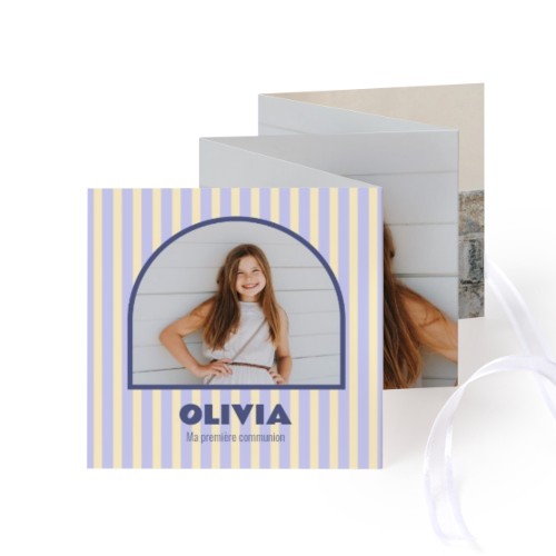 Carte portfolio Carré (lot de 12) ruban blanc (8 x 8 cm)