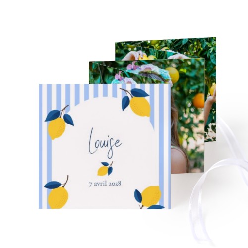 Carte portfolio Carré (lot de 12) ruban blanc (8 x 8 cm)