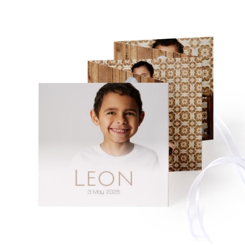 Portfoliokaart Vierkant (Set van 12) Wit lint (8 x 8 cm)