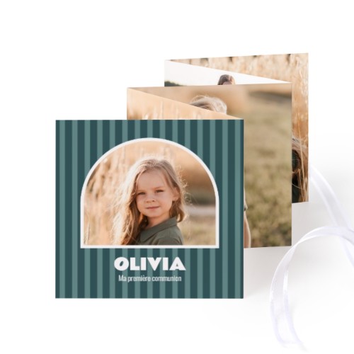 Carte portfolio Carré (lot de 12) ruban blanc (8 x 8 cm)