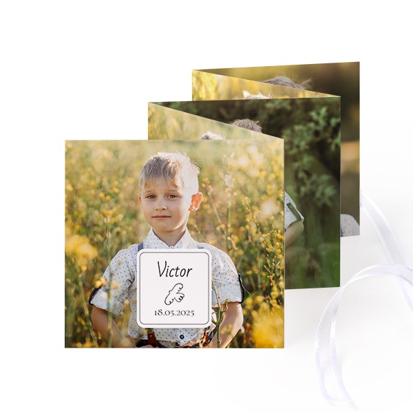 Portfoliokaart Vierkant (Set van 12) Wit lint (8 x 8 cm)