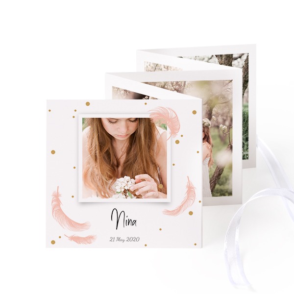 Carte portfolio Carré (lot de 12) ruban blanc (8 x 8 cm) Carte portfolio Carré (lot de 12) ruban blanc (8 x 8 cm)