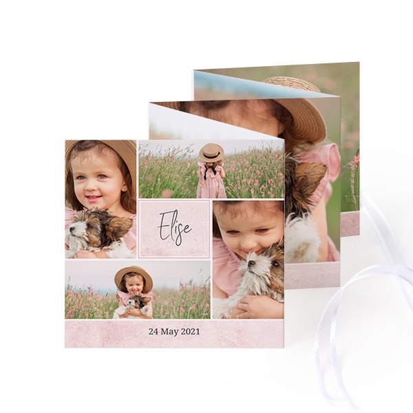 Zigzag fotokaartje Vierkant Wit lint - Set van 12 (8 x 8 cm)