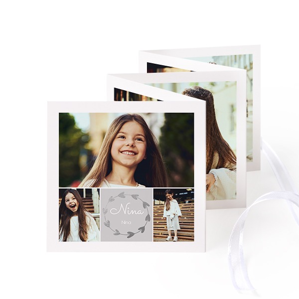 Carte portfolio Carré (lot de 12) ruban blanc (8 x 8 cm) Carte portfolio Carré (lot de 12) ruban blanc (8 x 8 cm)