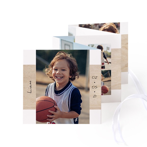 Carte portfolio Carré (lot de 12) ruban blanc (8 x 8 cm)