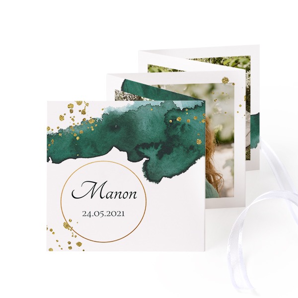 Portfoliokaart Vierkant (Set van 12) Wit lint (8 x 8 cm)