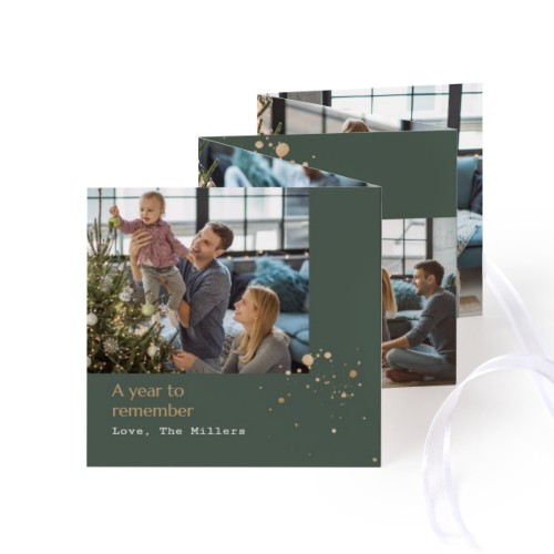 Grusskarte 10-seitig quadratisch Weisser Schleife - 12 Stk. (8 x 8 cm)