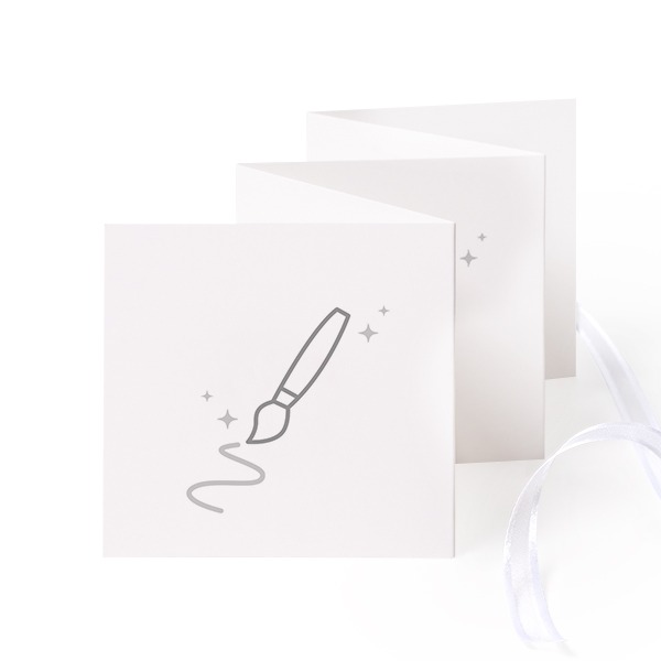 Carte portfolio Carré (lot de 12) ruban blanc (8 x 8 cm)