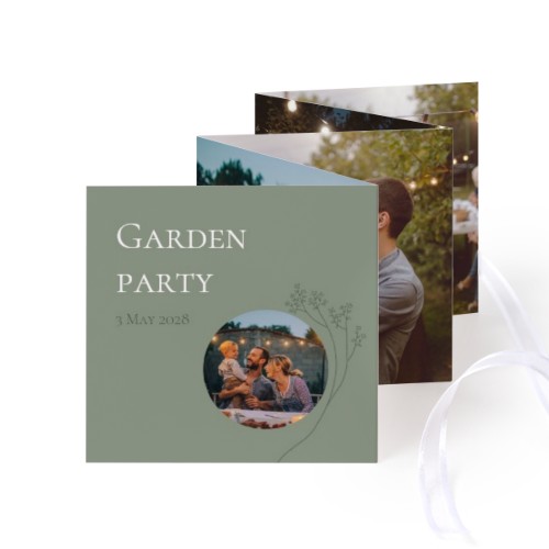 Carte portfolio Carré (lot de 12) ruban blanc (8 x 8 cm)