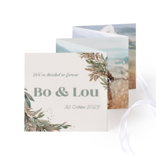Fold out photo card Square White ribbon - set of 12 (8 x 8 cm) Fold out photo card Square White ribbon - set of 12 (8 x 8 cm)