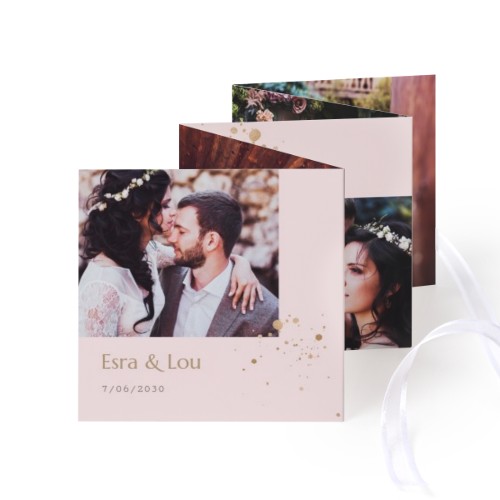 Fold out photo card Square White ribbon - set of 12 (8 x 8 cm) Fold out photo card Square White ribbon - set of 12 (8 x 8 cm)
