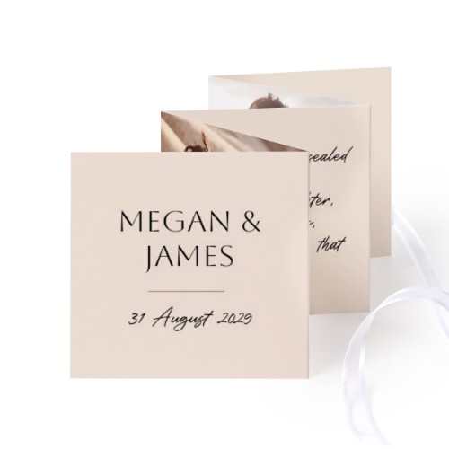Fold out photo card Square White ribbon - set of 12 (8 x 8 cm)