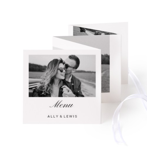 Zigzag fotokaartje Vierkant Wit lint - Set van 12 (8 x 8 cm)