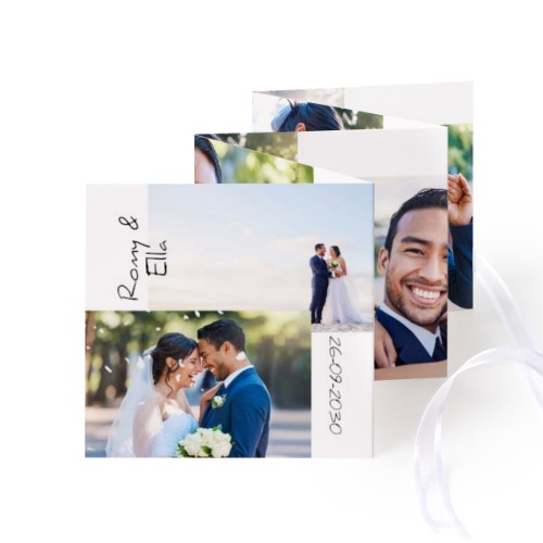 Fotokort 10 sider Kvadratisk Hvitt bånd - 12 stk (8 x 8 cm)