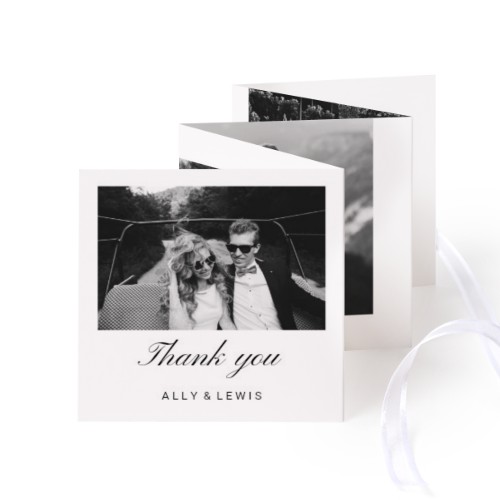 Carte portfolio Carré (lot de 12) ruban blanc (8 x 8 cm)