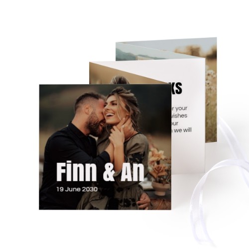 Portfoliokaart Vierkant (Set van 12) Wit lint (8 x 8 cm)