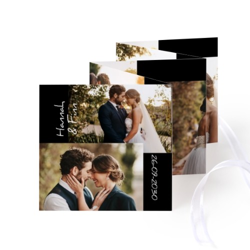 Portfoliokaart Vierkant (Set van 12) Wit lint (8 x 8 cm)