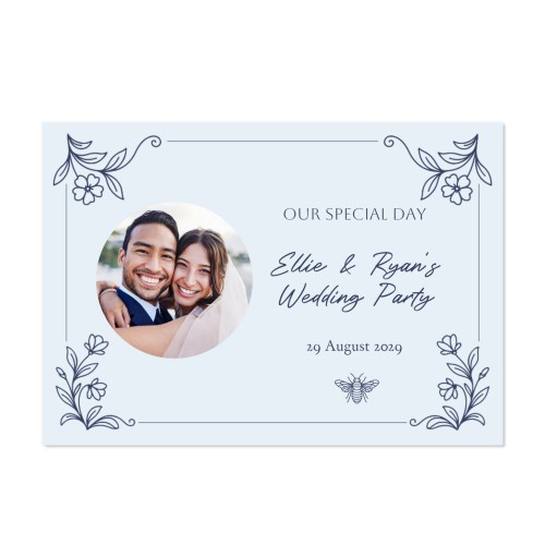 SingleCardH_FloralLineFrameBlue