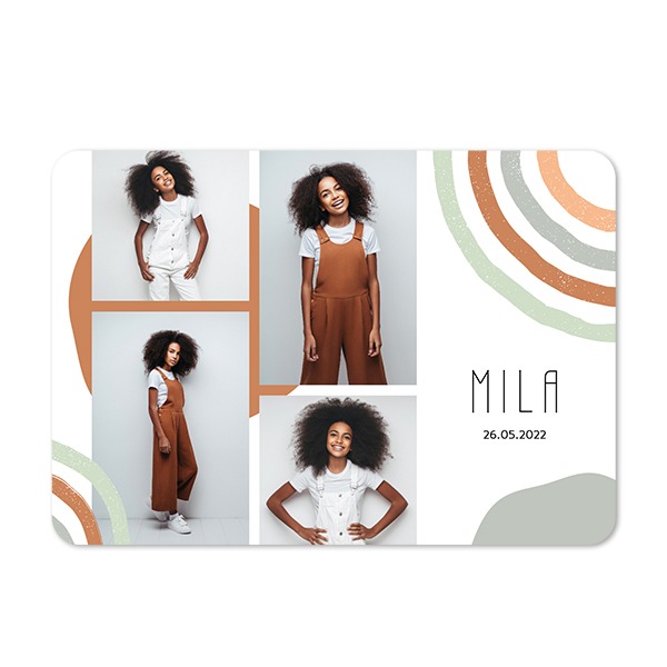 Single card landscape rounded corners 14,3 x 10 cm