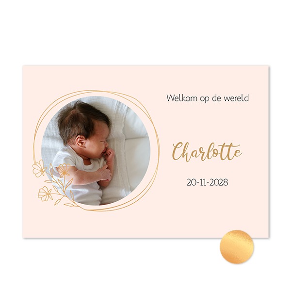 Kaart met goudfolie - liggend 14,3 x 10 cm