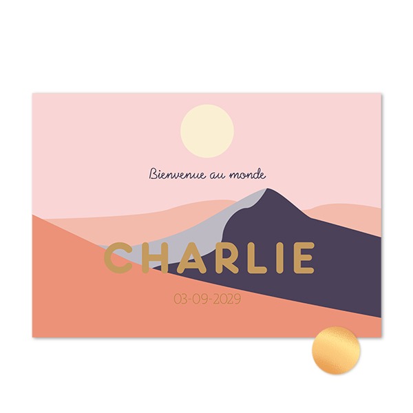 Carte avec dorure en relief - Paysage