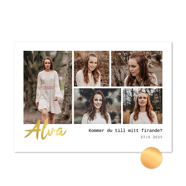 Fotokort med guldfolie - Liggande 14,3 x 10 cm