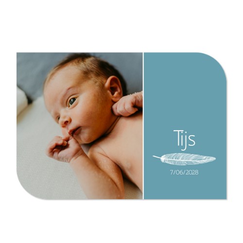 Faire-part 1 volet Bords ronds diagonale paysage 14,3 x 10 cm