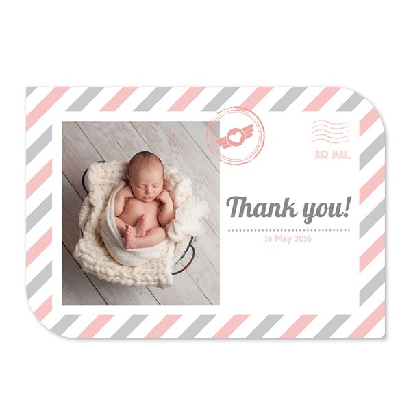 Faire-part 1 volet Bords ronds diagonale paysage 14,3 x 10 cm