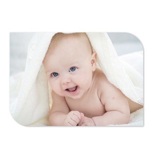 Faire-part 1 volet Bords ronds diagonale paysage 14,3 x 10 cm