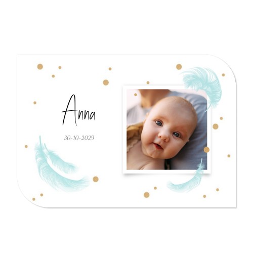 Faire-part 1 volet Bords ronds diagonale paysage 14,3 x 10 cm