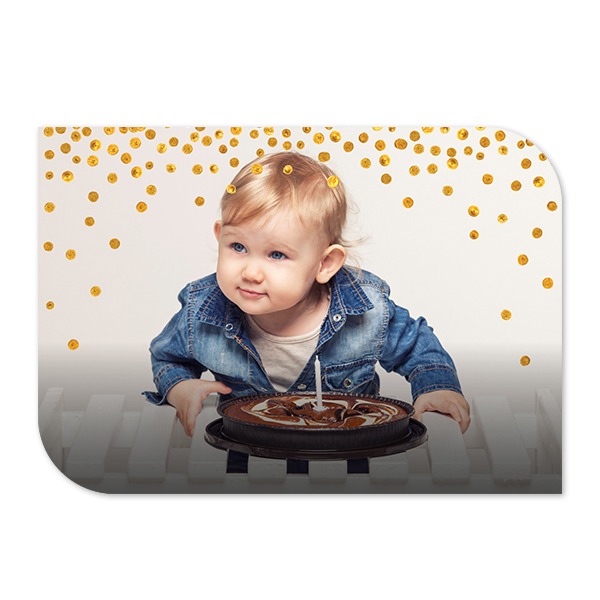 Faire-part 1 volet Bords ronds diagonale paysage 14,3 x 10 cm