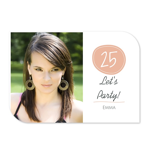 Faire-part 1 volet Bords ronds diagonale paysage 14,3 x 10 cm