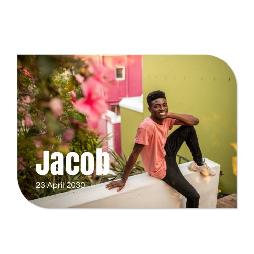 Faire-part 1 volet Bords ronds diagonale paysage 14,3 x 10 cm