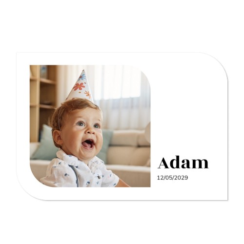 Faire-part 1 volet Bords ronds diagonale paysage 14,3 x 10 cm