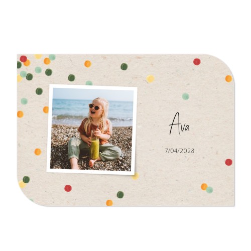 Faire-part 1 volet Bords ronds diagonale paysage 14,3 x 10 cm