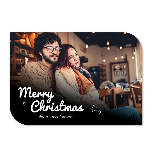 Faire-part 1 volet Bords ronds diagonale paysage 14,3 x 10 cm