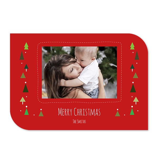 Faire-part 1 volet Bords ronds diagonale paysage 14,3 x 10 cm