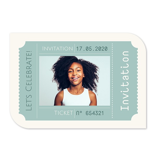 Faire-part 1 volet Bords ronds diagonale paysage 14,3 x 10 cm