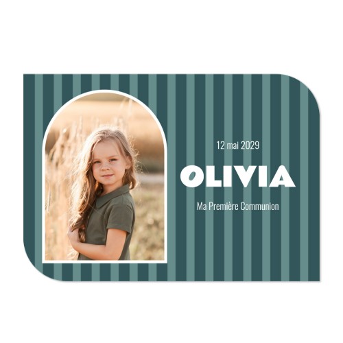 Faire-part 1 volet Bords ronds diagonale paysage 14,3 x 10 cm