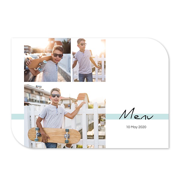 Faire-part 1 volet Bords ronds diagonale paysage 14,3 x 10 cm