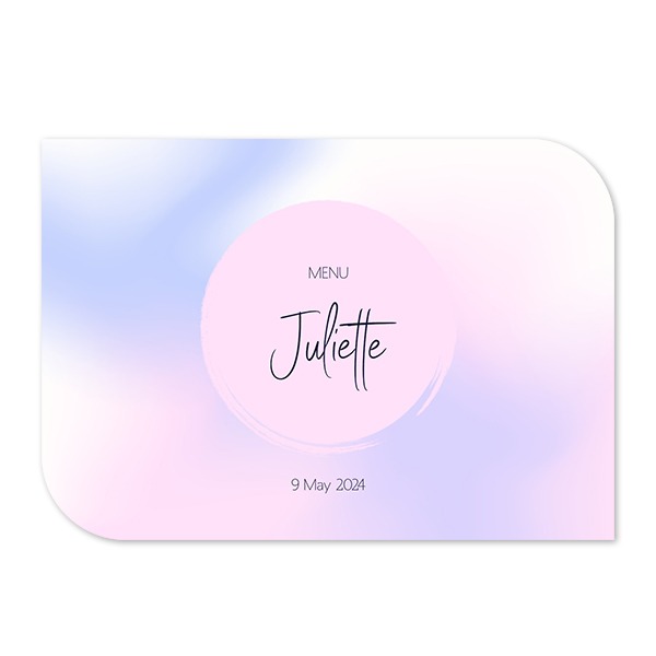 Faire-part 1 volet Bords ronds diagonale paysage 14,3 x 10 cm