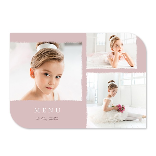 Faire-part 1 volet Bords ronds diagonale paysage 14,3 x 10 cm