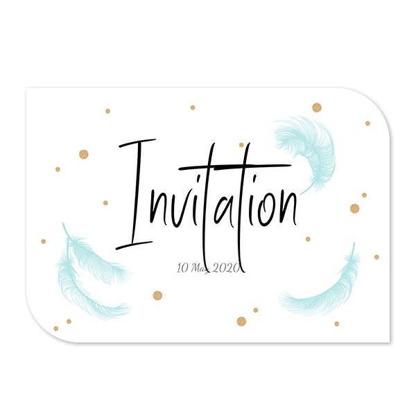 Faire-part 1 volet Bords ronds diagonale paysage 14,3 x 10 cm