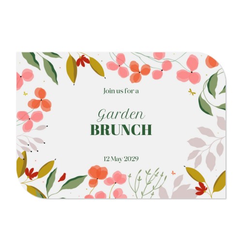 Faire-part 1 volet Bords ronds diagonale paysage 14,3 x 10 cm