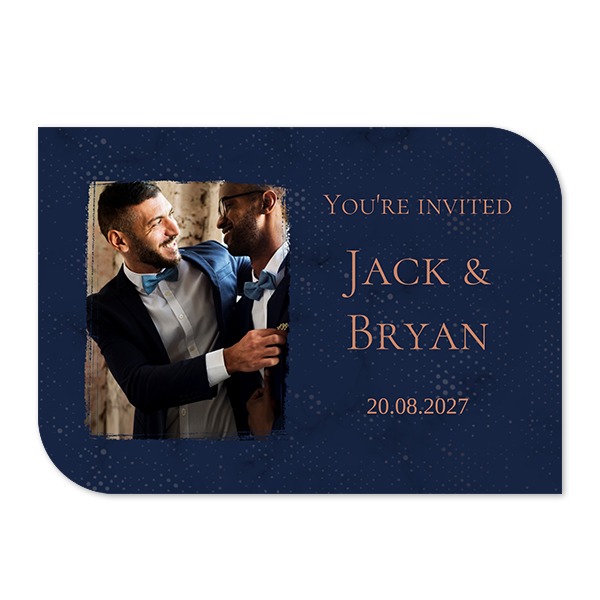 Faire-part 1 volet Bords ronds diagonale paysage 14,3 x 10 cm