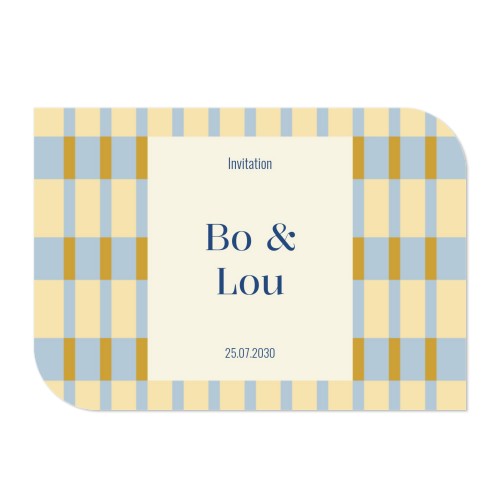 Faire-part 1 volet Bords ronds diagonale paysage 14,3 x 10 cm